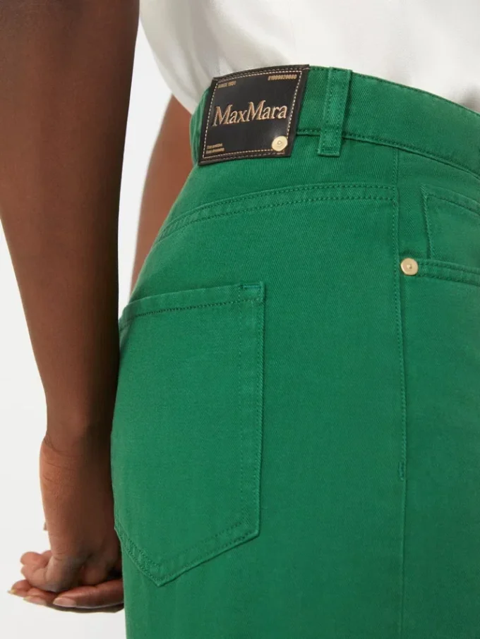 5-pocket broek van katoen en linnen, groen