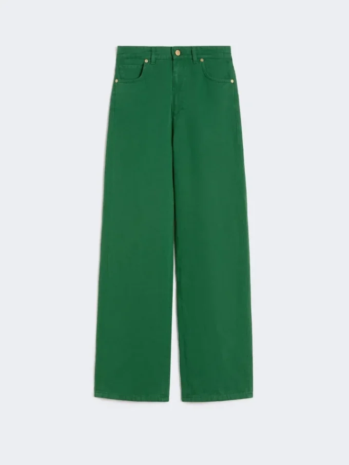5-pocket broek van katoen en linnen, groen
