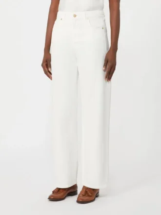 5-pocket broek van katoen en linnen, wit