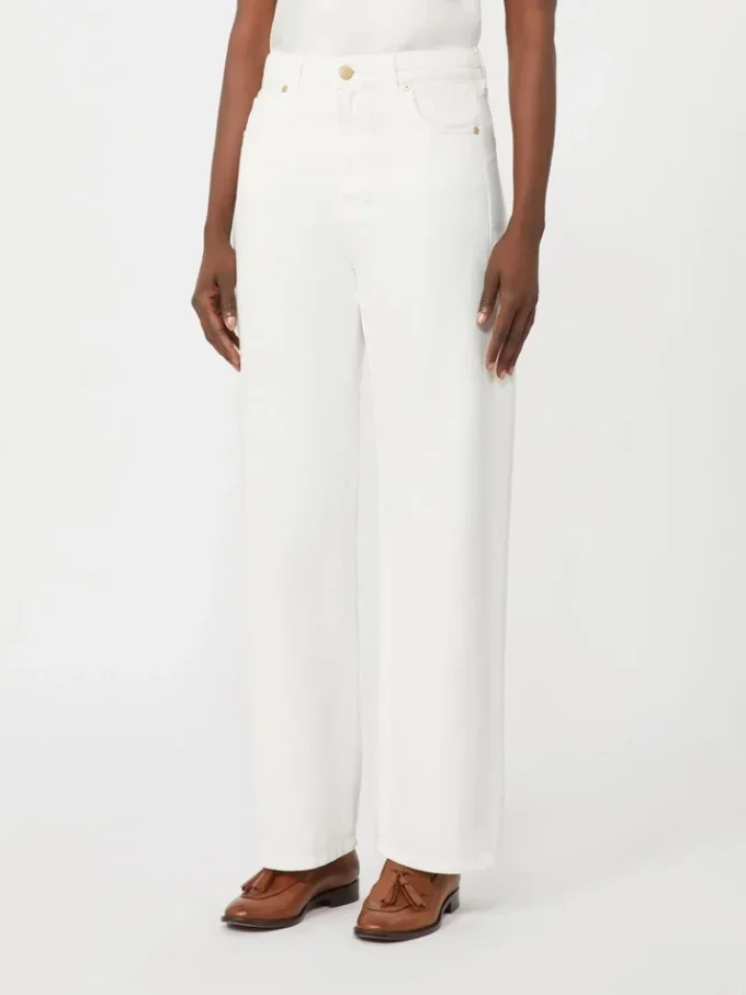 5-pocket broek van katoen en linnen, wit 5-pocket broek van katoen en linnen, wit