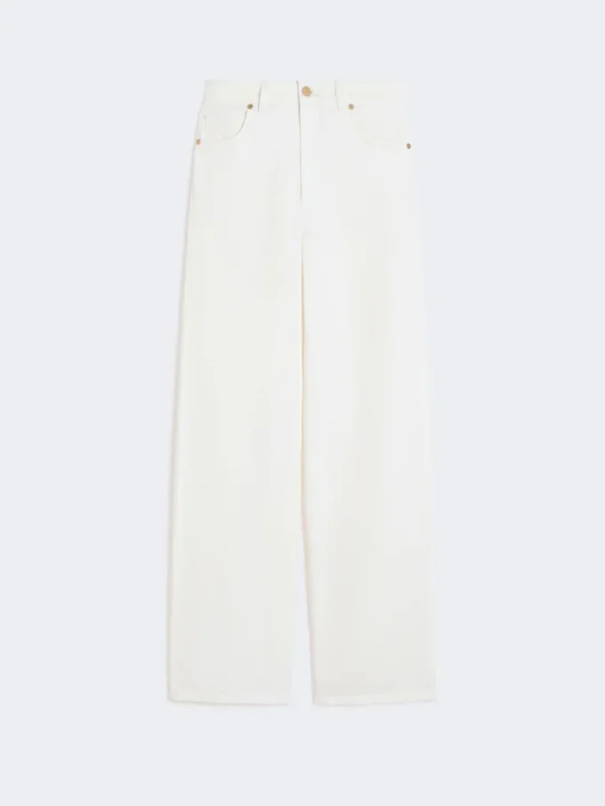 5-pocket broek van katoen en linnen, wit 5-pocket broek van katoen en linnen, wit