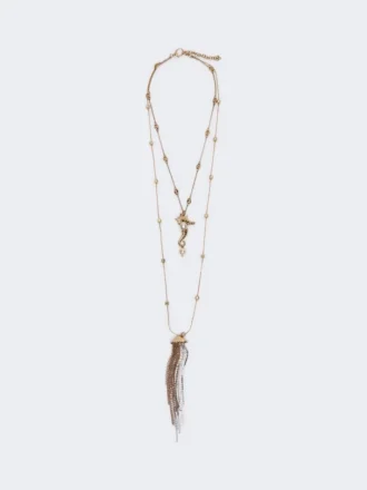 “abissi” metalen ketting met strass-steentjes, goud