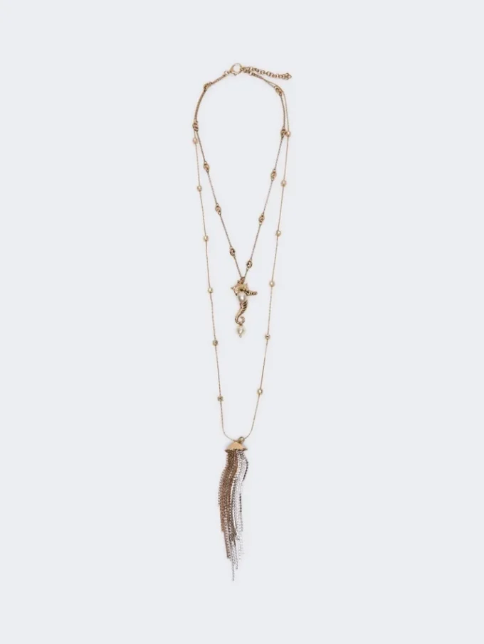 “abissi” metalen ketting met strass-steentjes, goud