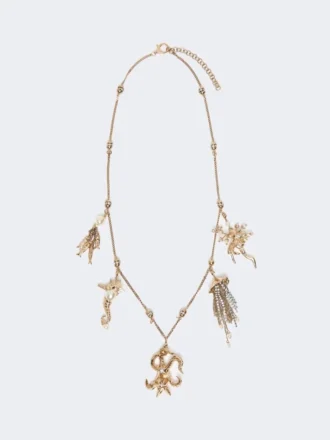 “abissi” metalen ketting met strass-steentjes, goud
