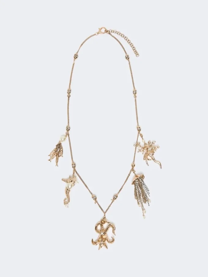 “abissi” metalen ketting met strass-steentjes, goud “abissi” metalen ketting met strass-steentjes, goud