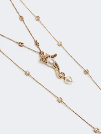 “abissi” metalen ketting met strass-steentjes, goud
