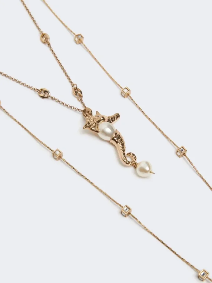 “abissi” metalen ketting met strass-steentjes, goud