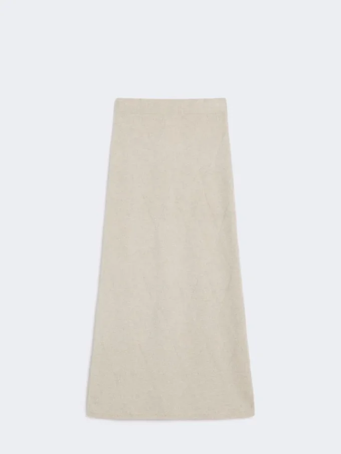 Argyle-rok van kasjmiergaren, beige Argyle-rok van kasjmiergaren, beige