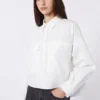 Asymmetrisch gewassen katoenen overhemd, wit Asymmetrisch gewassen katoenen overhemd, wit