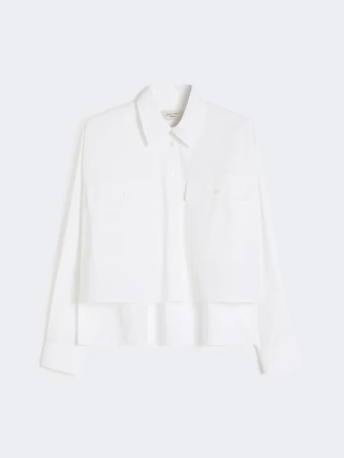 Asymmetrisch gewassen katoenen overhemd, wit Asymmetrisch gewassen katoenen overhemd, wit