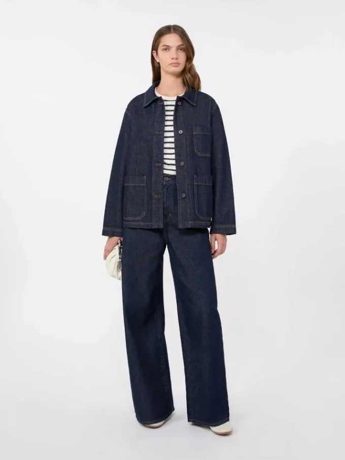 Authentiek denim shacket, marineblauw