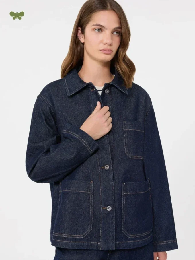 Authentiek denim shacket, marineblauw