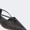 Ballerina’s met raffia-look en gevlochten patroon, zwart Ballerina’s met raffia-look en gevlochten patroon, zwart
