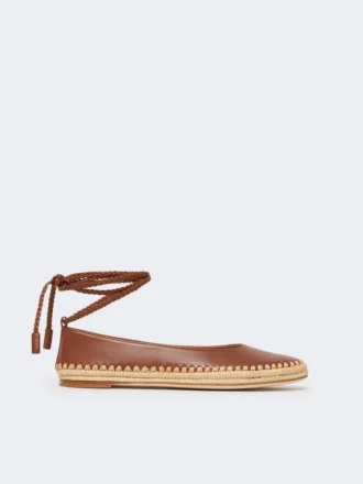 Ballerina’s van nappa en raffia, tabak