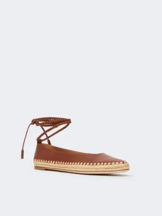 Ballerina’s van nappa en raffia, tabak