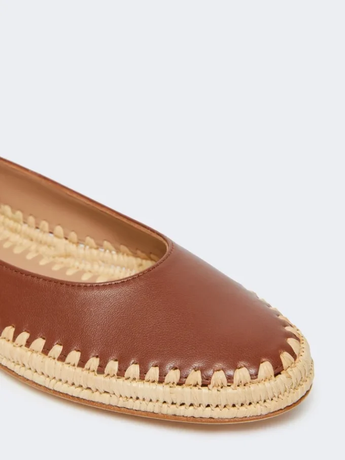Ballerina’s van nappa en raffia, tabak Ballerina’s van nappa en raffia, tabak