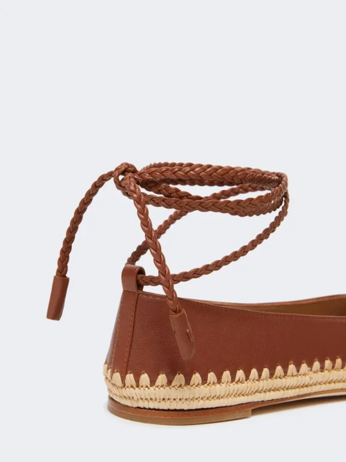 Ballerina’s van nappa en raffia, tabak Ballerina’s van nappa en raffia, tabak