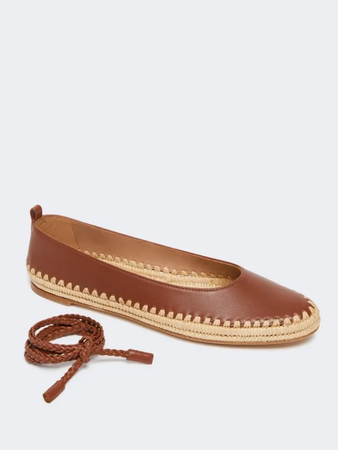 Ballerina’s van nappa en raffia, tabak Ballerina’s van nappa en raffia, tabak