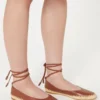 Ballerina’s van nappa en raffia, tabak Ballerina’s van nappa en raffia, tabak