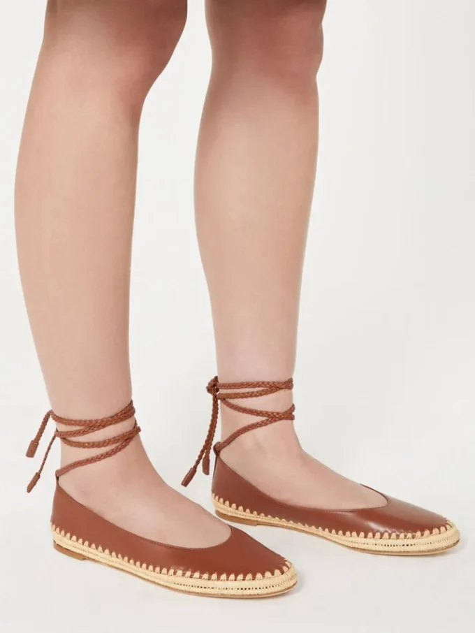 Ballerina’s van nappa en raffia, tabak Ballerina’s van nappa en raffia, tabak