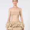 Bandeau-bh van stretchviscose, camel