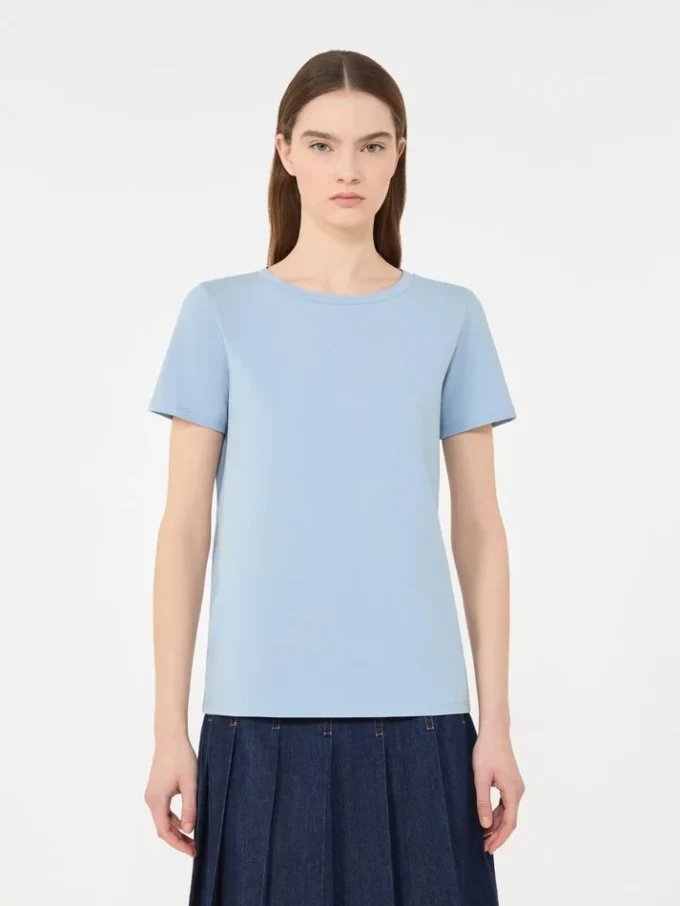 Basic T-shirt van katoenen jersey, lichtblauw Basic T-shirt van katoenen jersey, lichtblauw