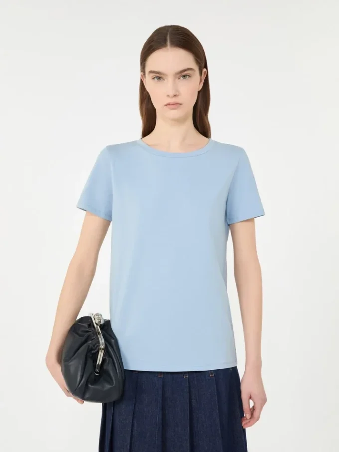 Basic T-shirt van katoenen jersey, lichtblauw Basic T-shirt van katoenen jersey, lichtblauw