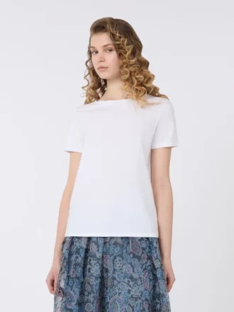 Basic T-shirt van katoenen jersey, wit