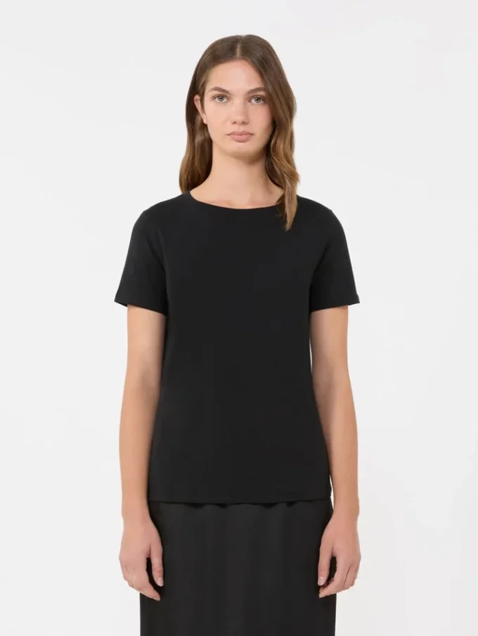 Basic T-shirt van katoenen jersey, zwart Basic T-shirt van katoenen jersey, zwart