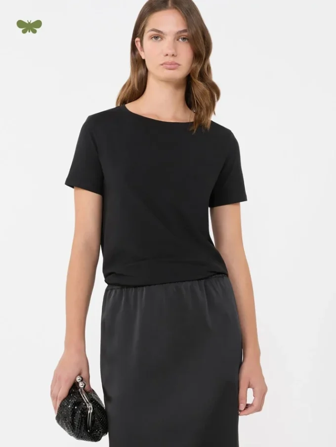 Basic T-shirt van katoenen jersey, zwart Basic T-shirt van katoenen jersey, zwart