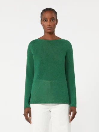 Basic trui van linnen garen, groen