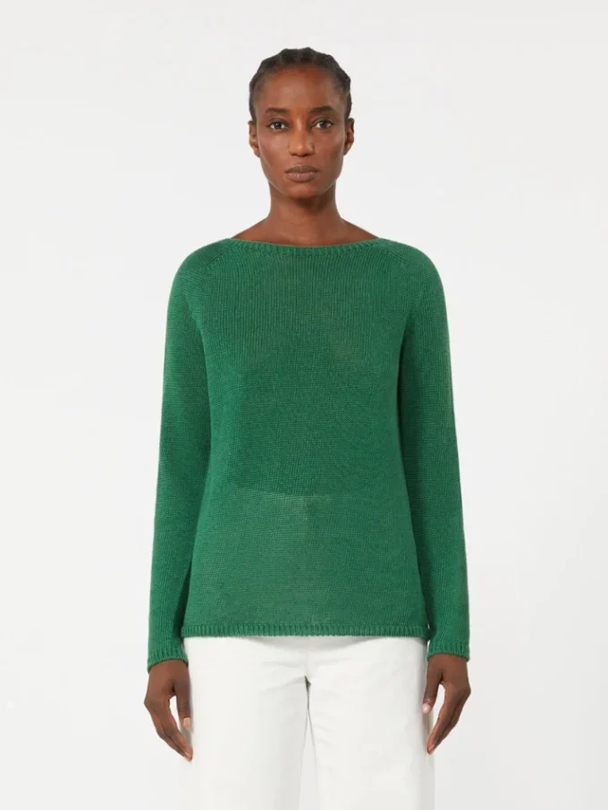 Basic trui van linnen garen, groen Basic trui van linnen garen, groen