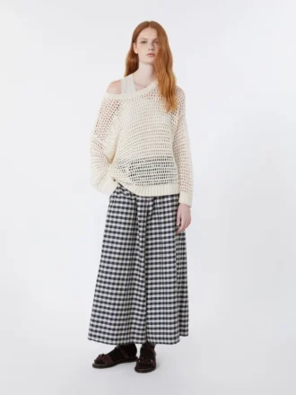 Batavia-broek van katoen en ramee, marineblauw