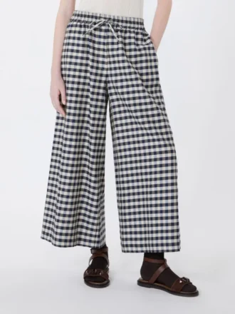 Batavia-broek van katoen en ramee, marineblauw