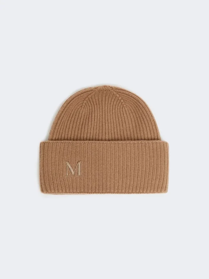 Beanie van geribd kasjmier, camel Beanie van geribd kasjmier, camel