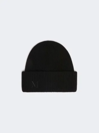 Beanie van geribd kasjmier, zwart Beanie van geribd kasjmier, zwart