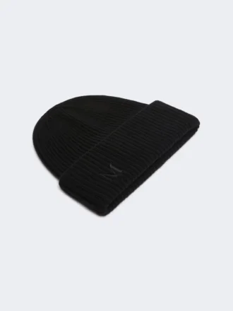 Beanie van geribd kasjmier, zwart Beanie van geribd kasjmier, zwart