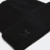 Beanie van geribd kasjmier, zwart Beanie van geribd kasjmier, zwart