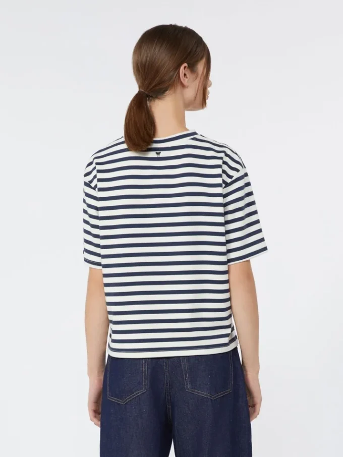 Bedrukt katoenen jersey T-shirt, marineblauw