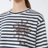 Bedrukt katoenen jersey T-shirt, marineblauw
