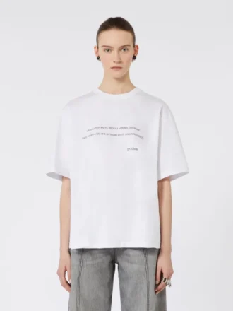 Bedrukt katoenen T-shirt, optisch wit