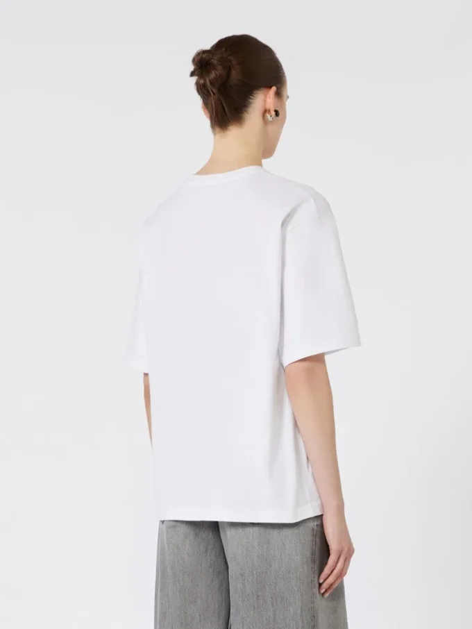 Bedrukt katoenen T-shirt, optisch wit Bedrukt katoenen T-shirt, optisch wit