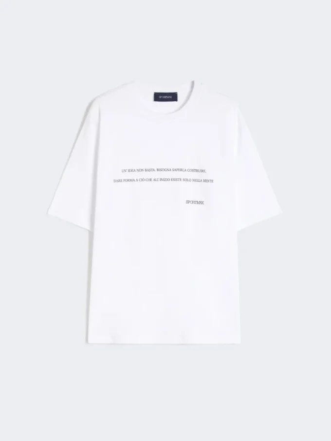 Bedrukt katoenen T-shirt, optisch wit Bedrukt katoenen T-shirt, optisch wit