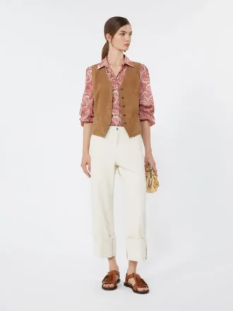 Bedrukt katoenen voile shirt, kersenrood