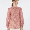 Bedrukt katoenen voile shirt, kersenrood Bedrukt katoenen voile shirt, kersenrood