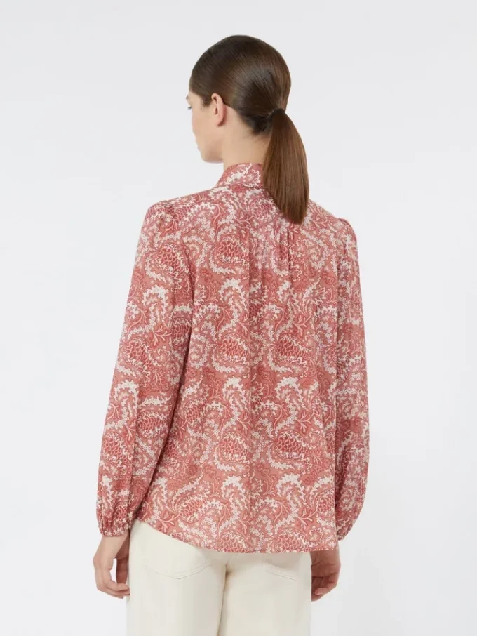 Bedrukt katoenen voile shirt, kersenrood Bedrukt katoenen voile shirt, kersenrood