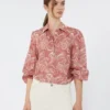 Bedrukt katoenen voile shirt, kersenrood Bedrukt katoenen voile shirt, kersenrood