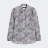 Bedrukt katoenen voile shirt, marineblauw Bedrukt katoenen voile shirt, marineblauw