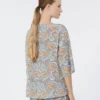Bedrukte blouse van crêpe de chine van zijde, lichtblauw Bedrukte blouse van crêpe de chine van zijde, lichtblauw