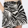 Bedrukte katoenen en linnen short, zwart Bedrukte katoenen en linnen short, zwart